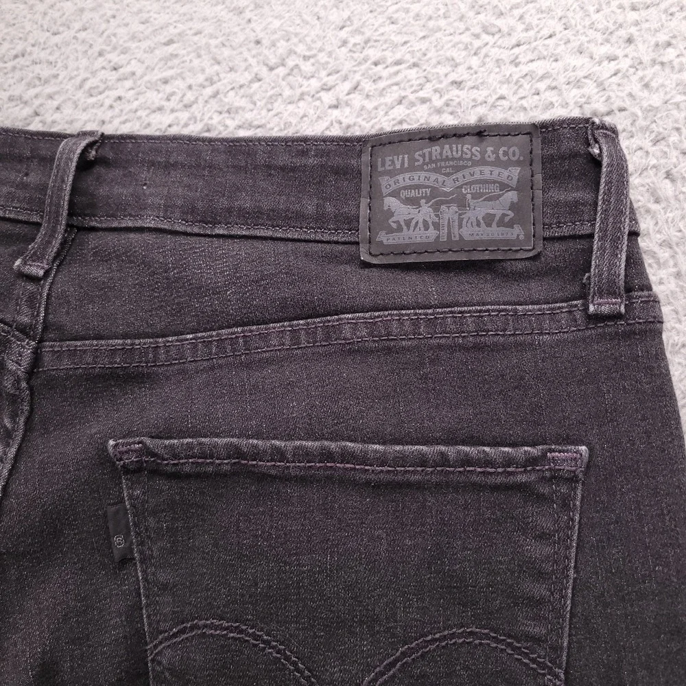 LEVIS 721 Jeans Size 32 High Rise Skinny Faded Black Denim Studded Flames